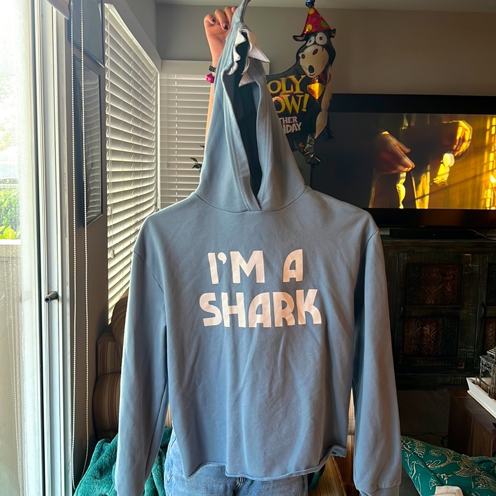 Funny I’m A Shark hoodie with shark fin and teeth